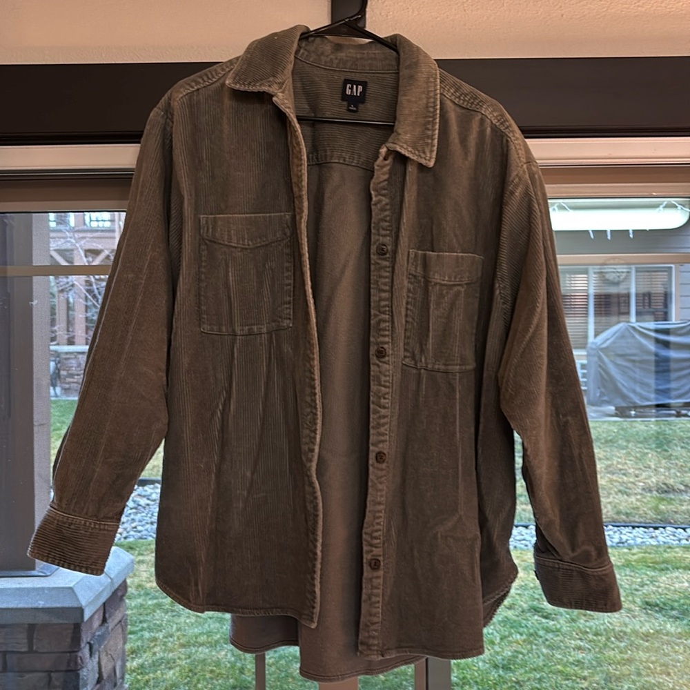 Suede Gap Women's Button Down Sage Green Size L